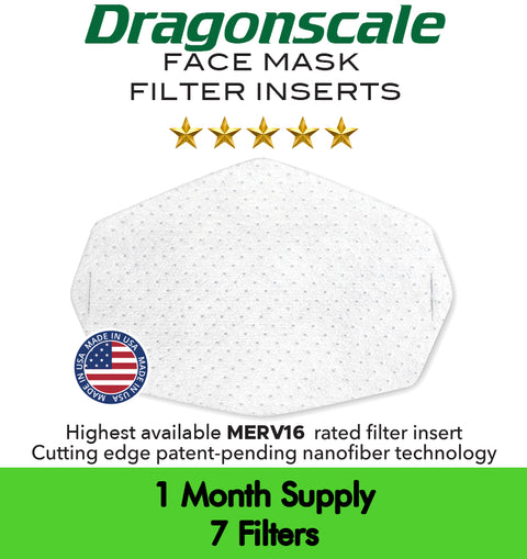 MERV16 Face Mask Filter Inserts Dragonscale One Month Supply