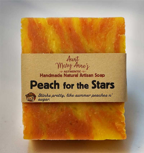 Handmade Natural Soap Bar, Vegan, &quot;Peach for the Stars&quot;, Cold Processed, Olive Oil & Shea Butter Body Soap Gift, Homemade in the USA