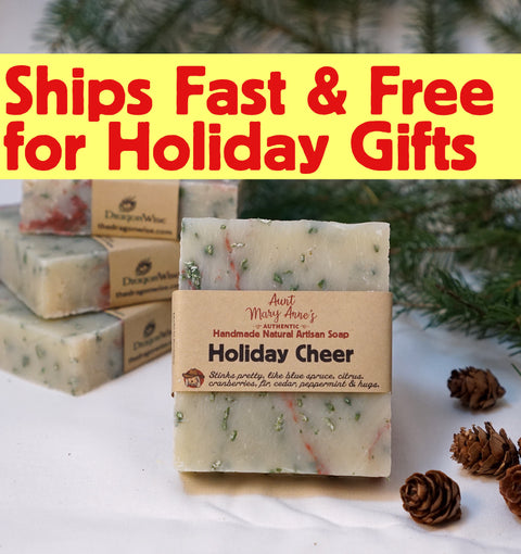 Stocking Stuffer Natural Soap Christmas Gift, Vegan, Holiday Cheer, Bulk Discount, Cold Processed, Olive Oil Shea Butter Body Soap, Homemade